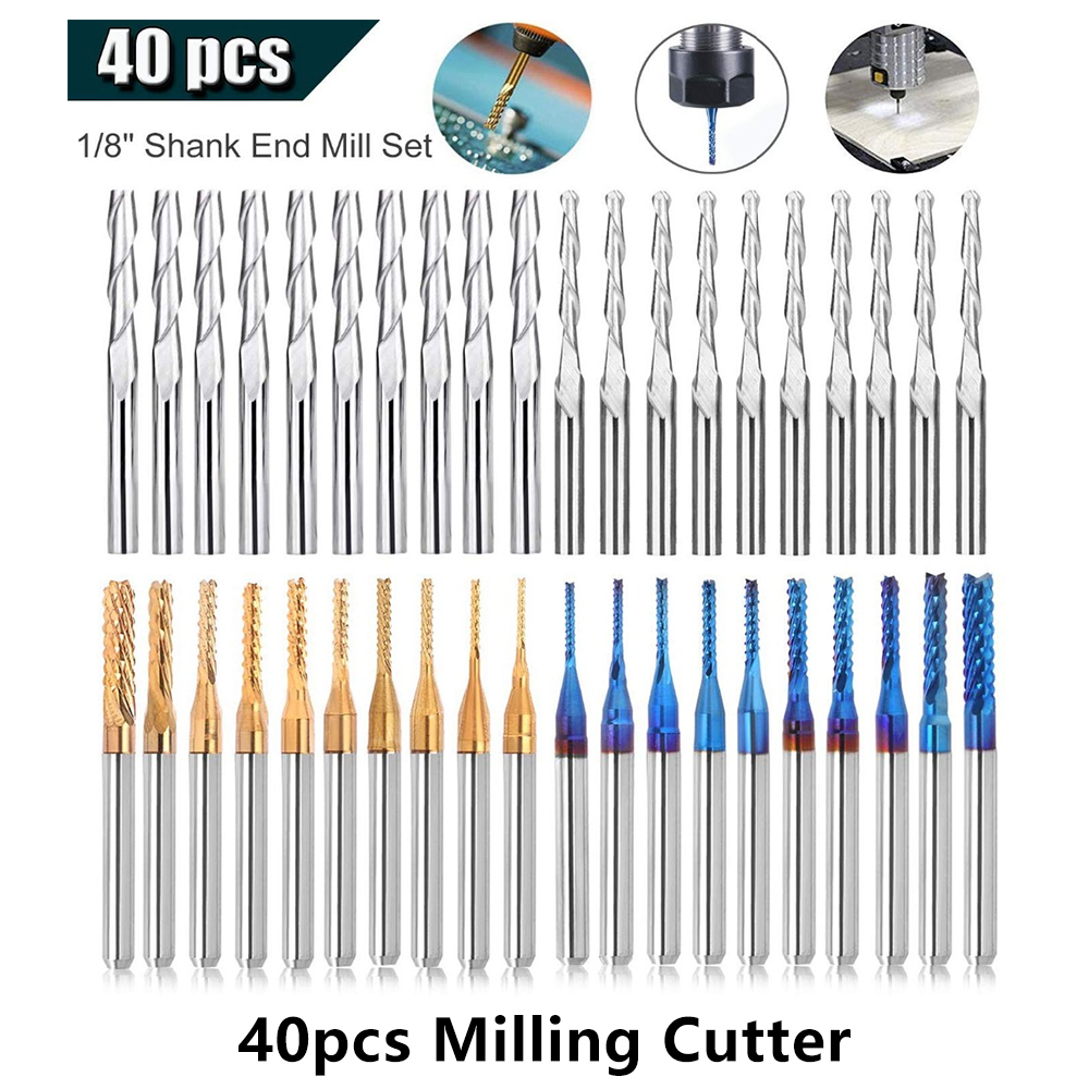 End Mill Set - Zestaw bitów do grawerowania frezów trzpieniowych